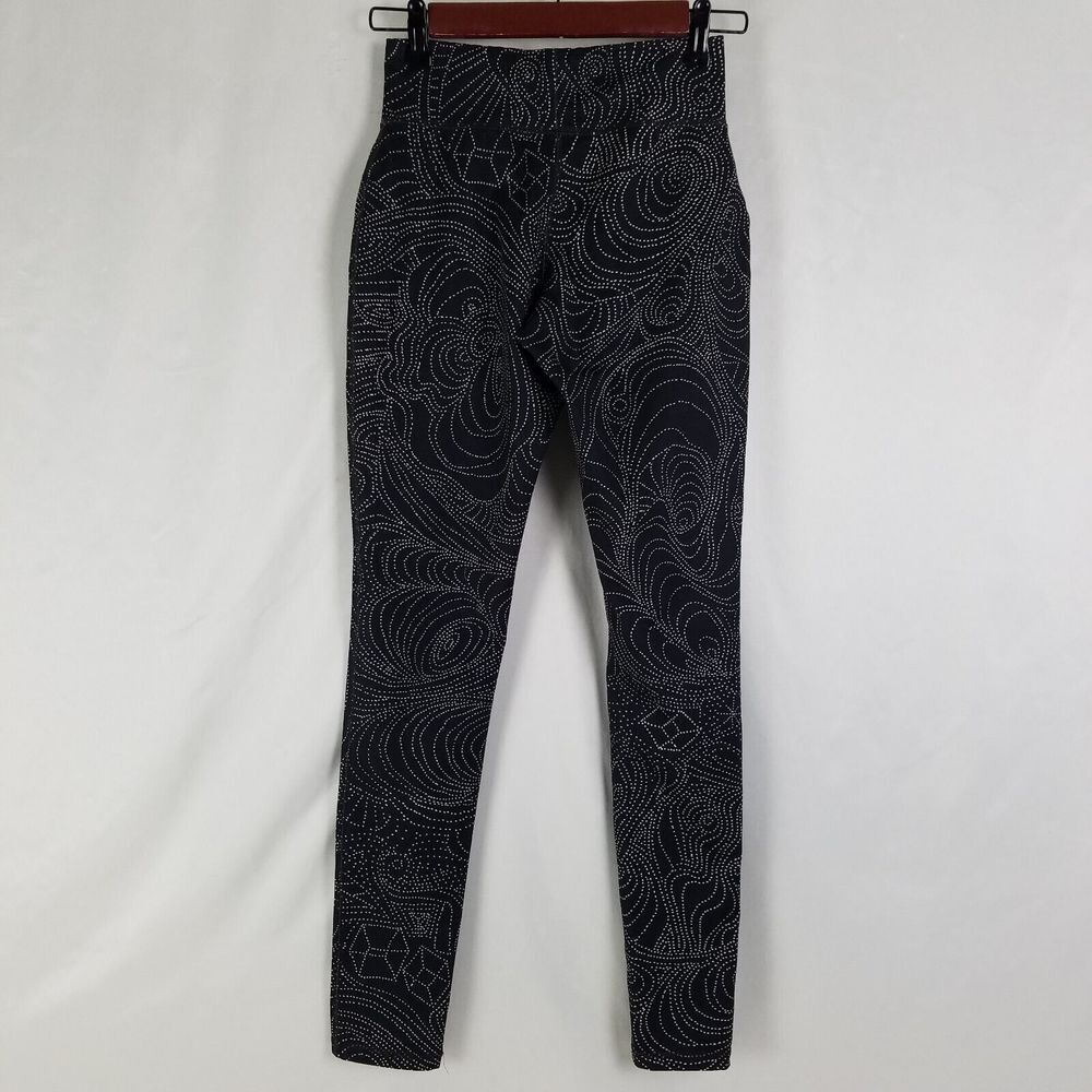 Mossimo Leggings Womens XS Black Low Rise Geometric Print Pants W22 x L28 - Picture 2 of 9